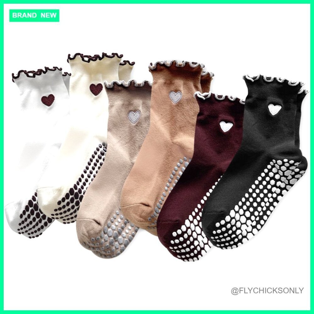 Cotton Pilates Grip Socks Women 4-6 Pairs Anti-Slip Yoga Barre Hospital